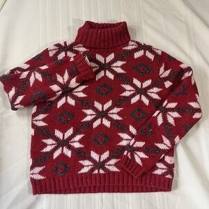 Vintage Marsh Landing Holiday Red Turtleneck Cozy Chunky Knit Snowflake Medium